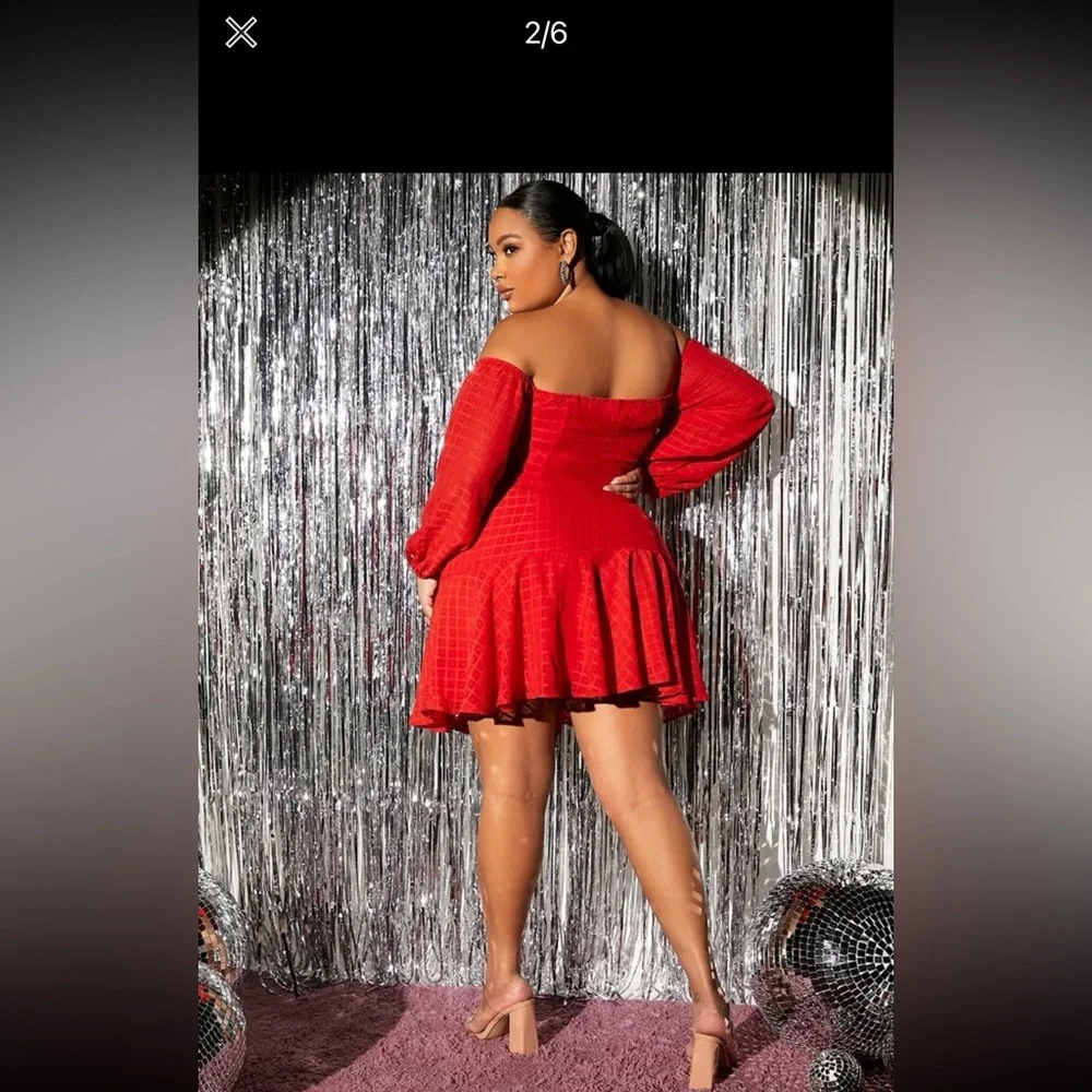 SHEIN off shoulder ruffle hem dress - Picture 2 of 2